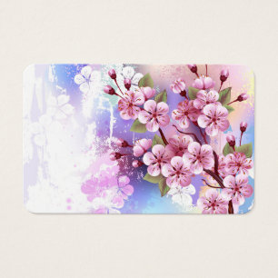 Pink Sakura on Painting Background