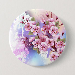 Pink Sakura on Painting Background 7.5 Cm Round Badge