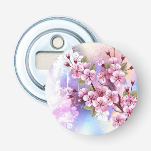 Pink Sakura on Painting Background Bottle Opener