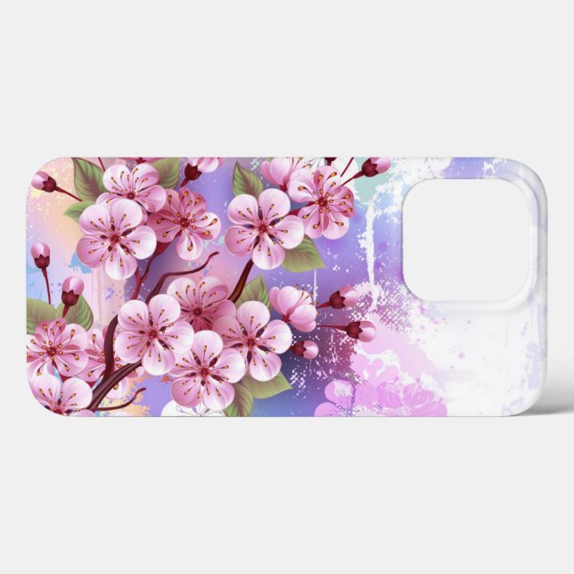 Pink Sakura on Painting Background Case-Mate iPhone Case (Back (Horizontal))