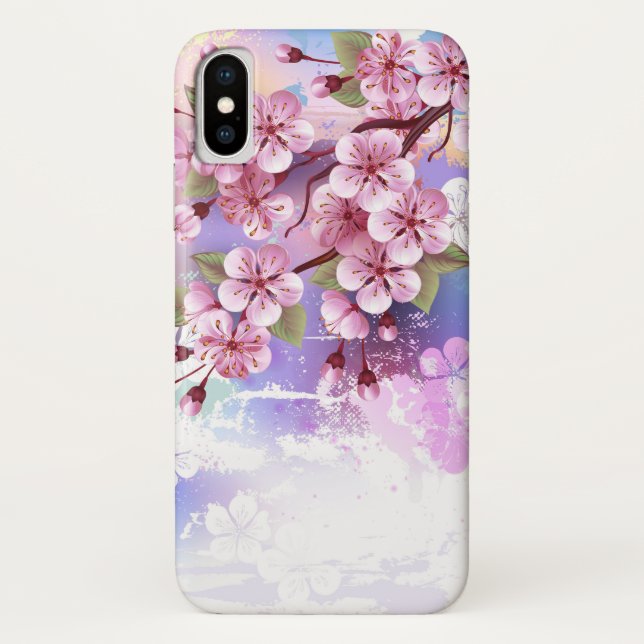 Pink Sakura on Painting Background Case-Mate iPhone Case (Back)