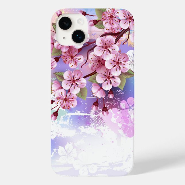 Pink Sakura on Painting Background Case-Mate iPhone Case (Back)