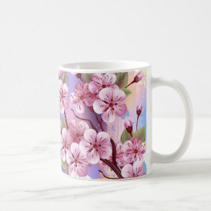Pink Sakura on Painting Background Coffee Mug