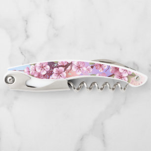 Pink Sakura on Painting Background Corkscrew