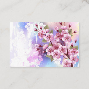 Pink Sakura on Painting Background Discount Card