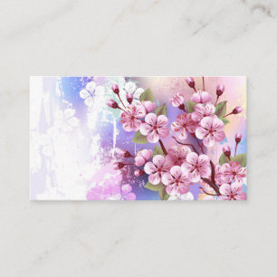 Pink Sakura on Painting Background Enclosure Card