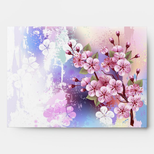 Pink Sakura on Painting Background Envelope (Front)