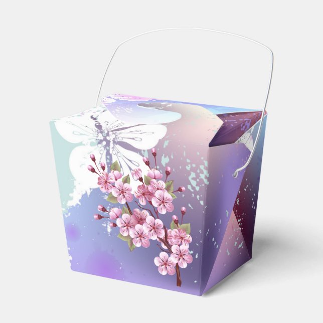 Pink Sakura on Painting Background Favour Box (Front Side)