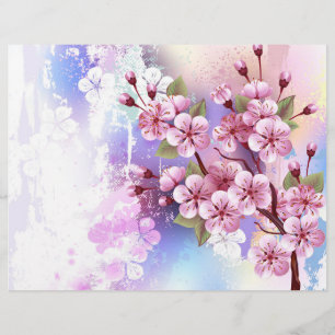 Pink Sakura on Painting Background Flyer