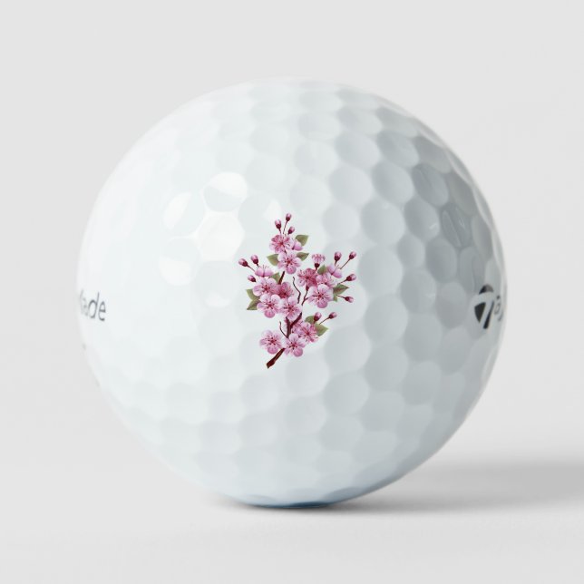 Pink Sakura on Painting Background Golf Balls (Front)