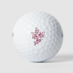 Pink Sakura on Painting Background Golf Balls