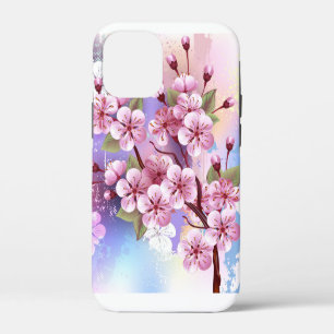 Pink Sakura on Painting Background iPhone 12 Mini Case