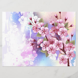 Pink Sakura on Painting Background Menu
