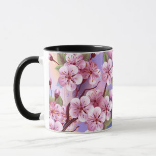 Pink Sakura on Painting Background Mug