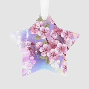 Pink Sakura on Painting Background Ornament