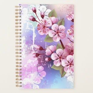 Pink Sakura on Painting Background Planner