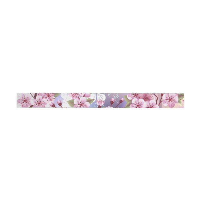 Pink Sakura on Painting Background Wrap Around Label (Individual)