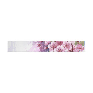 Pink Sakura on Painting Background Wraparound Address Label