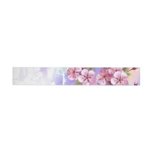 Pink Sakura on Painting Background Wraparound Address Label