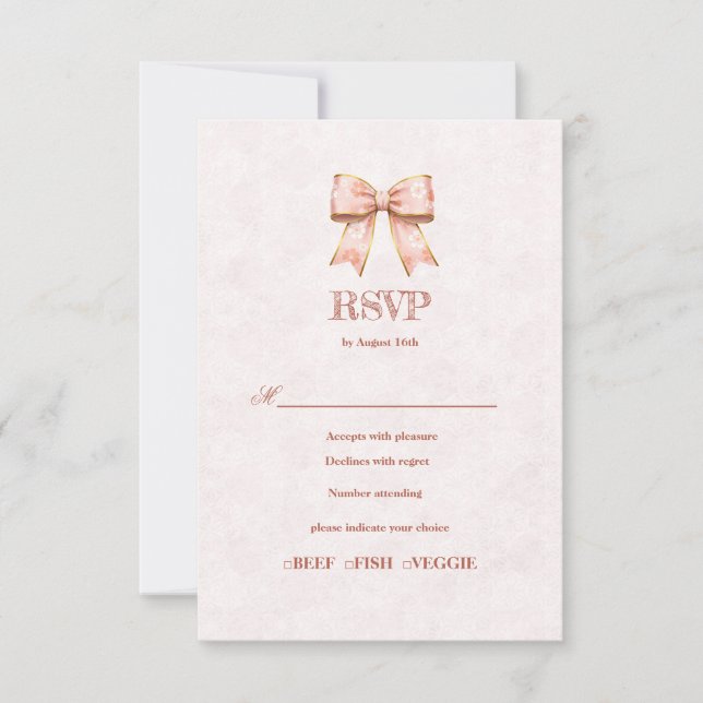  Pink Sakura Ribbon – Japanese-Inspired RSVP Card (Front)
