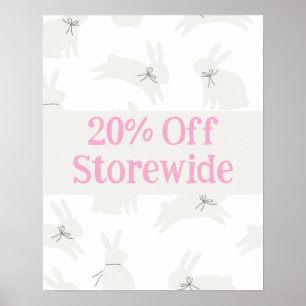 Pink Sale Sign, 20% Off Sale Poster, Easter Sale Poster
