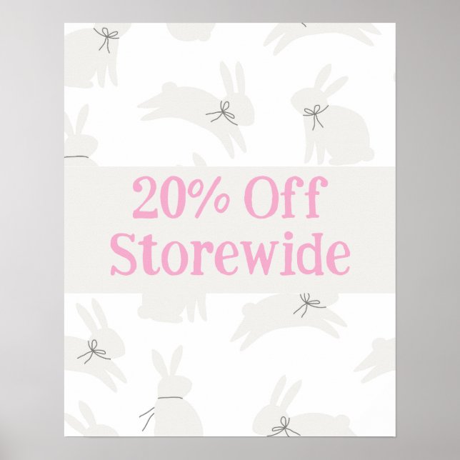 Pink Sale Sign, 20% Off Sale Poster, Easter Sale Poster (Front)