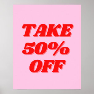 Pink Sale Sign, 50% Off Sale Sign