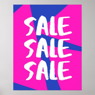Pink Sale Sign, Bright Retail Store Signage, Large Poster
