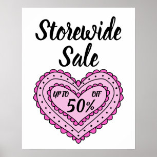 Pink Sale Sign, Valentine Day Sale, Boutique Poster