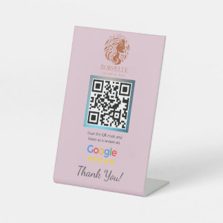 Pink Salon Google Review Counter Stand Template Pedestal Sign