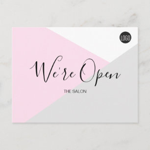 Pink Salon logo We're Open Covid-19 safety Postcard
