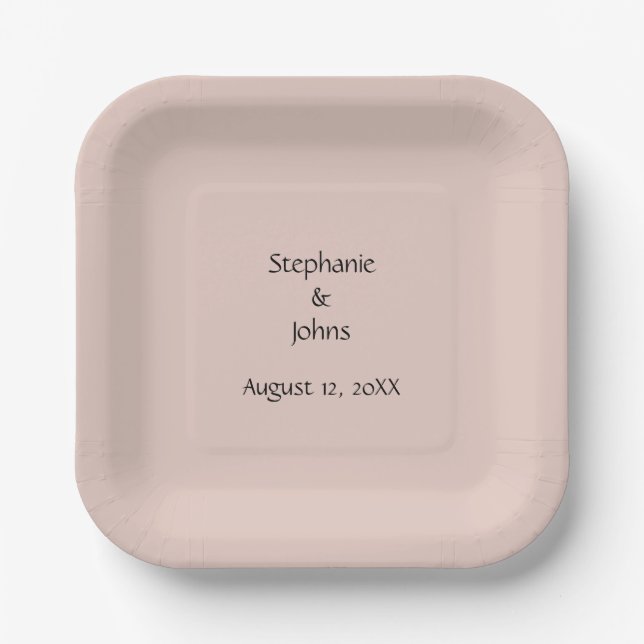 Pink Salt Wedding Custom Couple Name Monogram Cool Paper Plate (Front)
