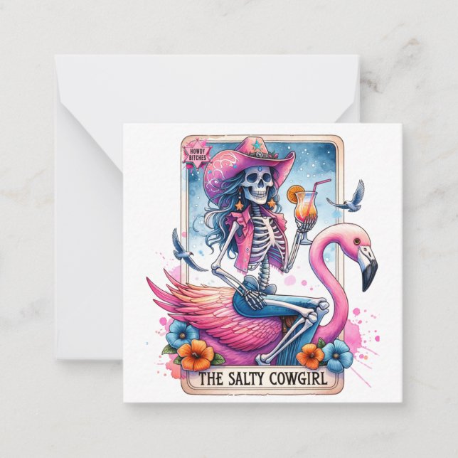 Pink Salty Cowgirl Note Card (Front)