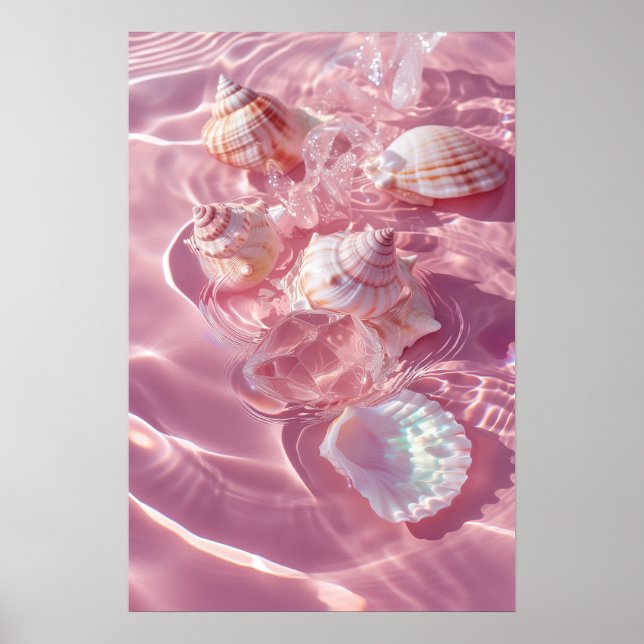 Pink Sand and Seashells Mermaidcore Aesthetic Poster (Front)