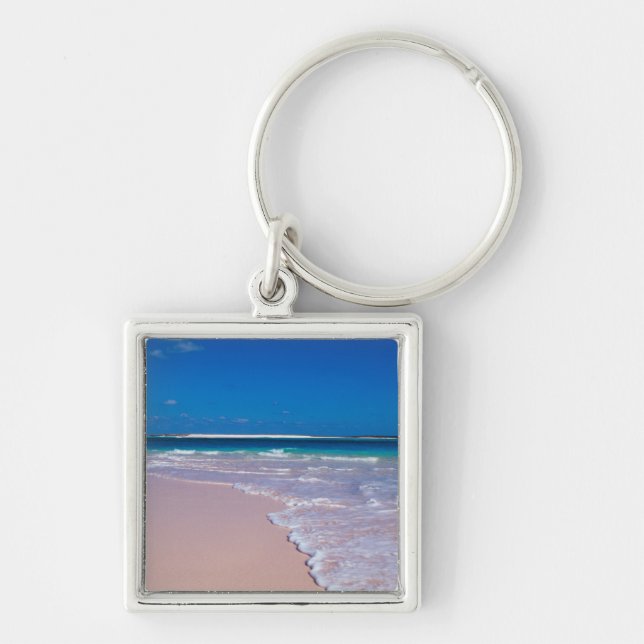 Pink sand beach at Conch Bay, Cat Island, Key Ring (Front)