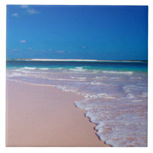 Pink sand beach at Conch Bay, Cat Island, Tile