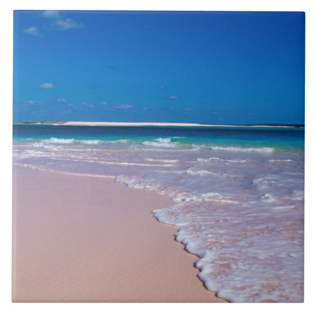 Pink sand beach at Conch Bay, Cat Island, Tile (Front)