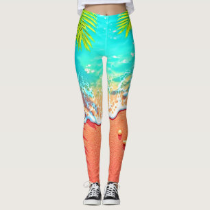 Pink Sand Beach Paradise Design Leggings