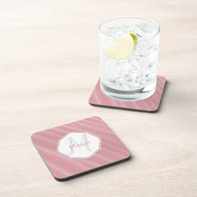 Pink Sand Ripples Personalised Coaster (Right Side)