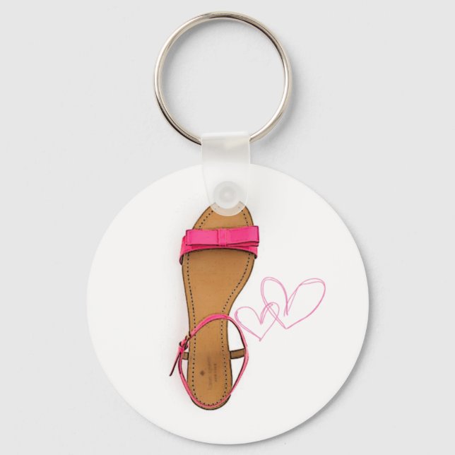 Pink sandals shoes key chain (Front)