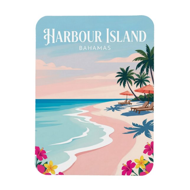 Pink Sands Beach Bahamas Magnet (Vertical)