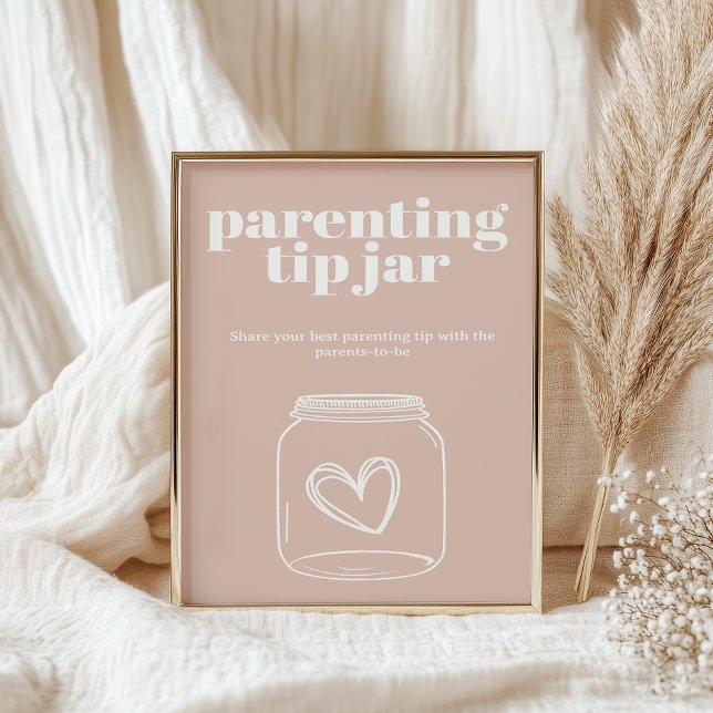 Pink Sandstone Typography Baby Parenting Tip Jar Poster (Creator Uploaded)