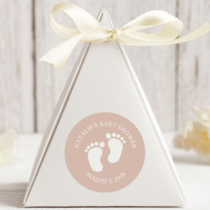 Pink Sandstone Typography Baby Shower Classic Round Sticker