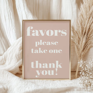 Pink Sandstone Typography Baby Shower Favours Poster