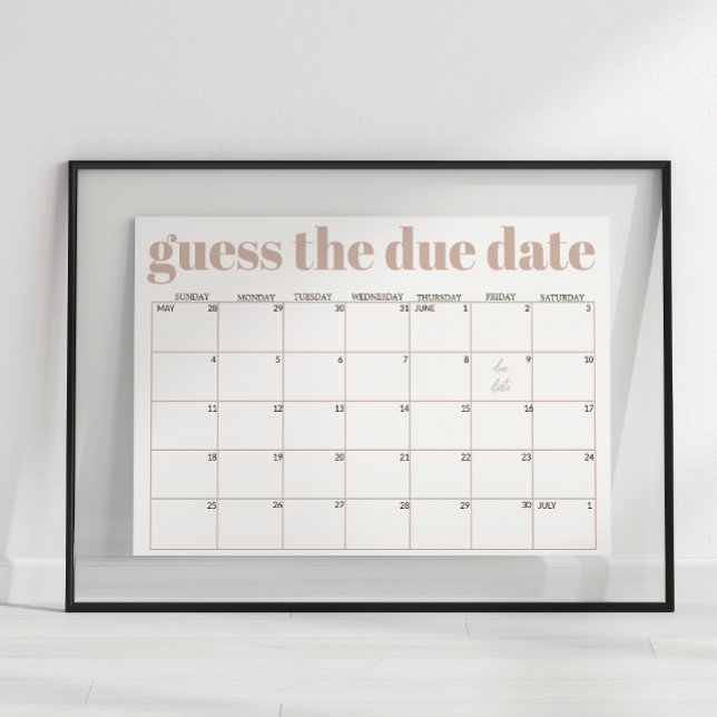 Pink Sandstone Typography Baby Shower Guess Date Poster (Creator Uploaded)
