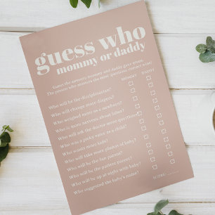 Pink Sandstone Typography Baby Shower Mum Dad Game Flyer