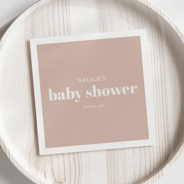 Pink Sandstone Typography Baby Shower Napkin (Creator Uploaded)