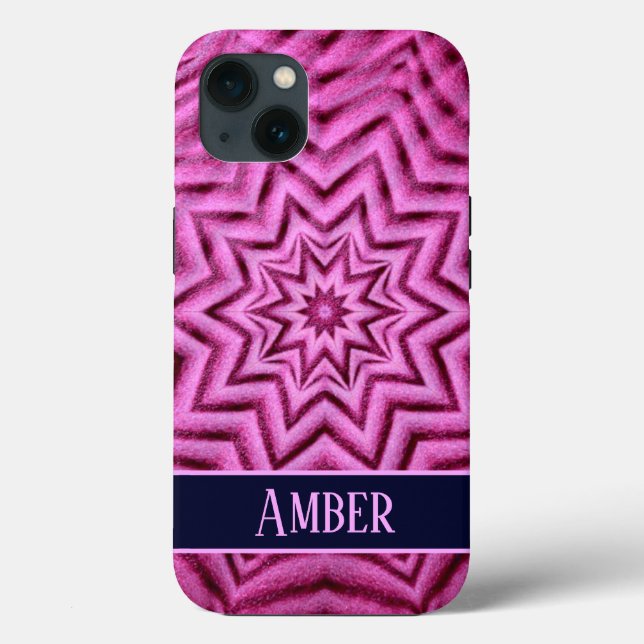 Pink Sandy Star Kaleidoscope Personalised Case-Mate iPhone Case (Back)