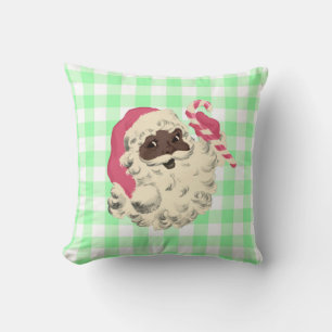 Pink Santa and Green Gingham Cushion