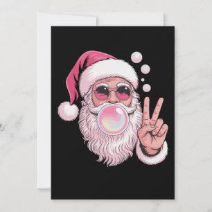 Pink Santa Blowing Bubble Gum Xmas Christmas Cute Holiday Card